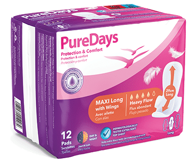 puredays sanitary pads maxi long with wings